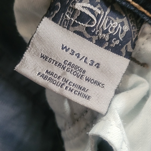 Med-dark wash Silver Jeans Suki 17" 34/34 - Picture 5 of 6